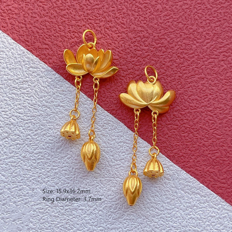 925 Silver Lotus Charms Gilded New Fashion Jewelry Pendant