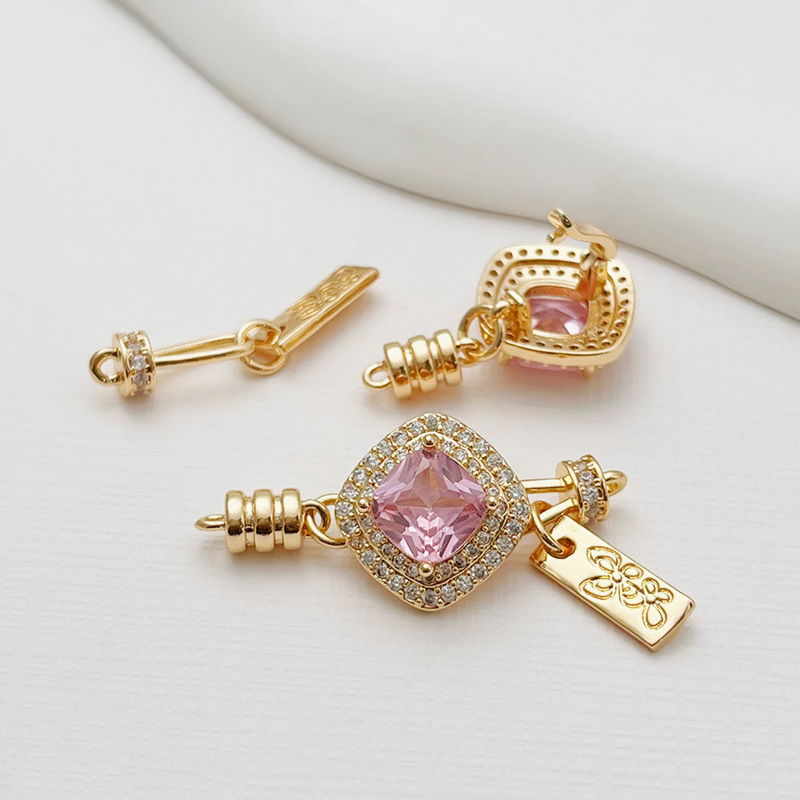 Brass High Quality Diamond Zircon Jewelry Connector Hook Clasps