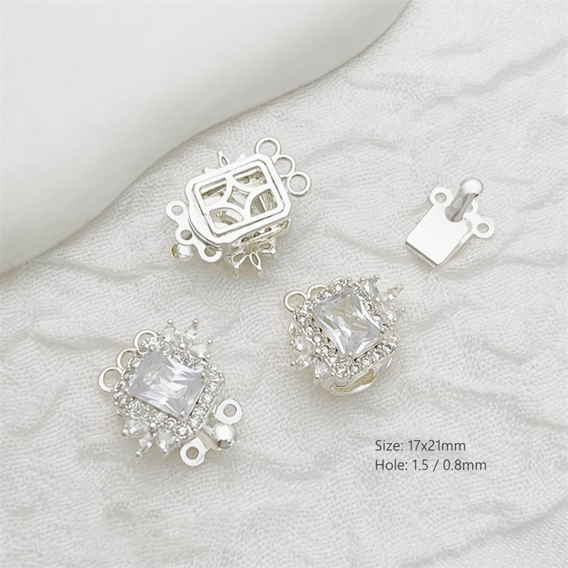 Brass Luxury Big Zirconic Square Insert Clasp Necklace Box Clasps