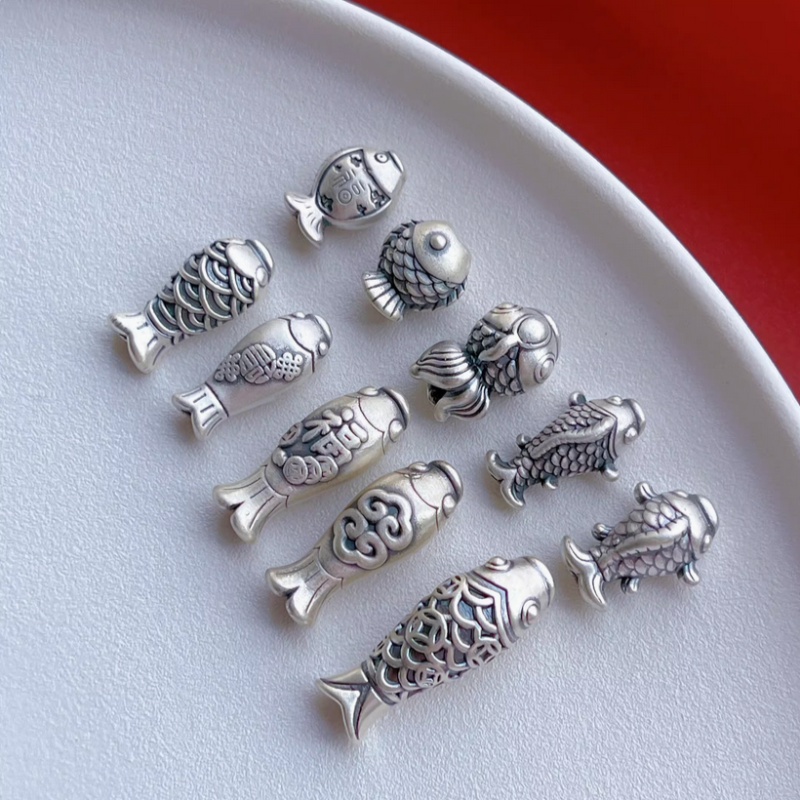 925 Silver Fish Lucky Koi Spare Spacer Ornament Making Accessories