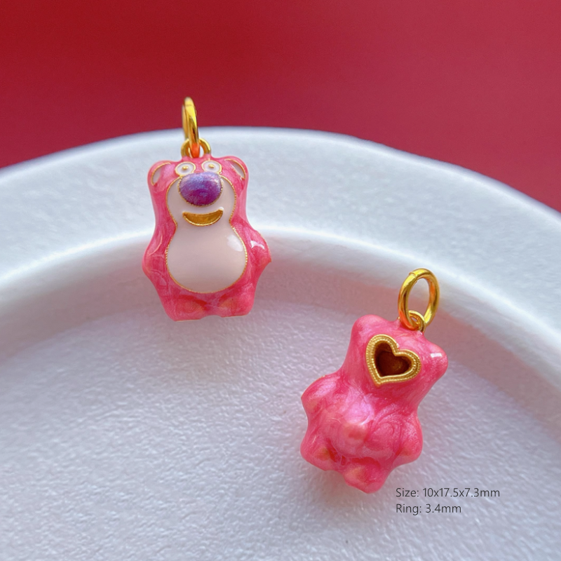 Sterling Silver Pink Lots Huggin Bear Findings Charms Extent Chain