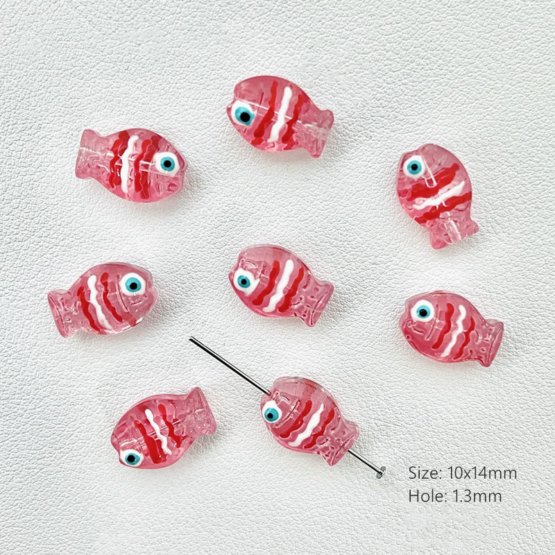 Glass Transparent Stripe Fish Colorful Spacer Charms