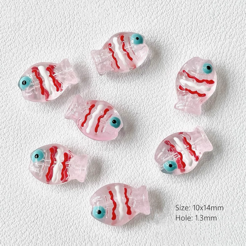 Glass Transparent Stripe Fish Colorful Spacer Charms