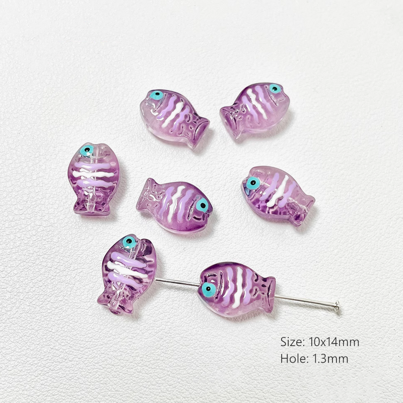 Glass Transparent Stripe Fish Colorful Spacer Charms