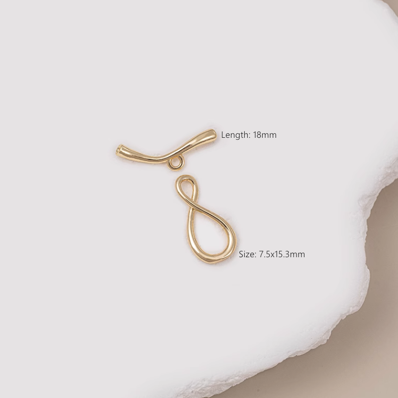 Brass 14K Gold Gilded Toggle Clasp OT Infinite Buckle Jewelry Findings