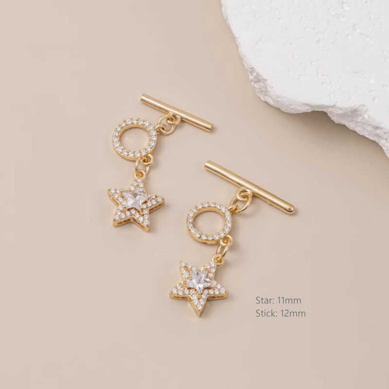 Brass Zircon Toggle Clasp OT Heart Square Star Charms