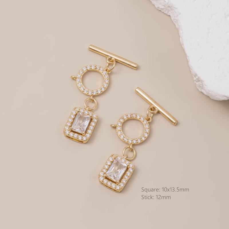 Brass Zircon Toggle Clasp OT Heart Square Star Charms