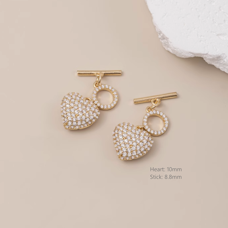 Brass Zircon Toggle Clasp OT Heart Square Star Charms