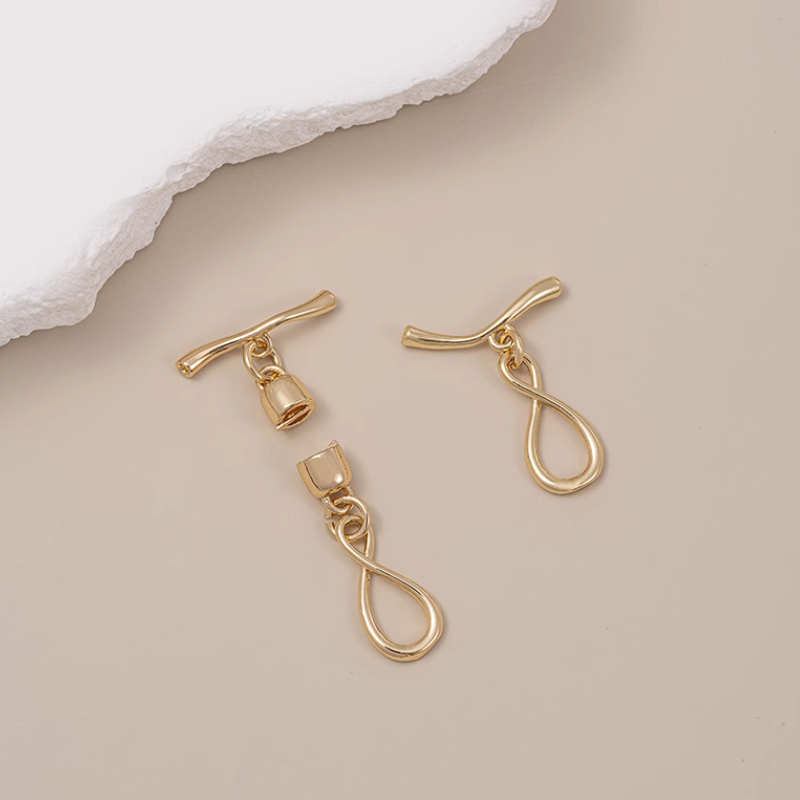 Brass 14K Gold Gilded Toggle Clasp OT Infinite Buckle Jewelry Findings