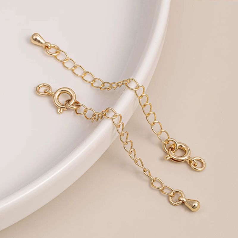 Brass Spring Ring Circle Clasp With Extend Chain Necklace Bracelet Connector Buckle