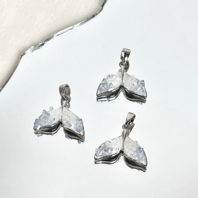 Brass Gilded Zircon Pendants Fairy Whale Mermaid Fish Tail