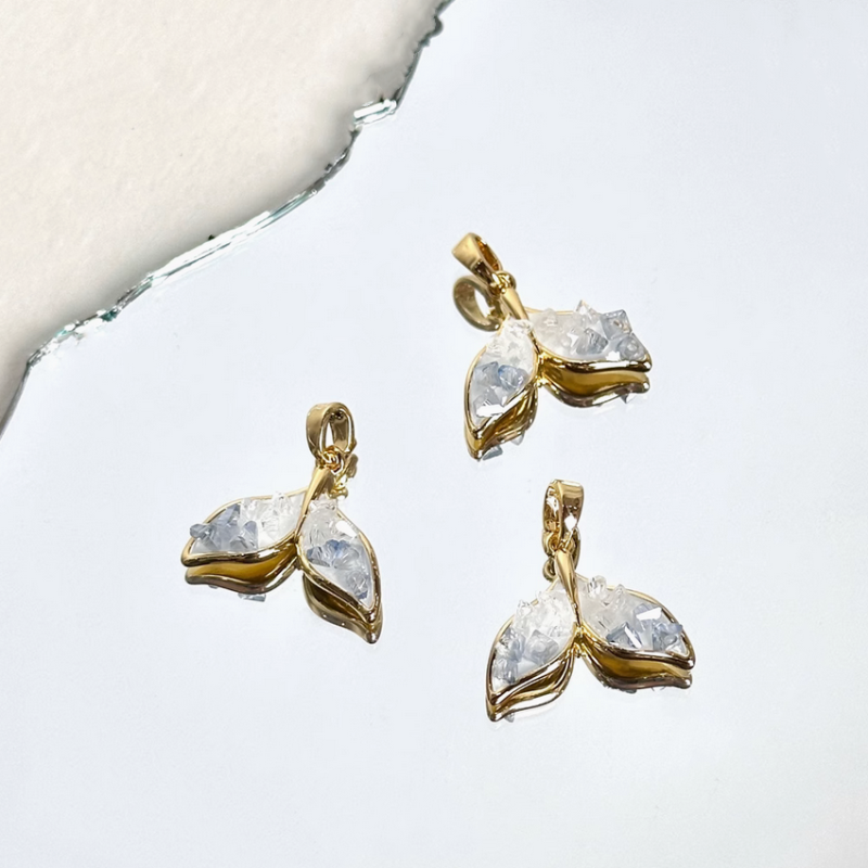 Brass Gilded Zircon Pendants Fairy Whale Mermaid Fish Tail