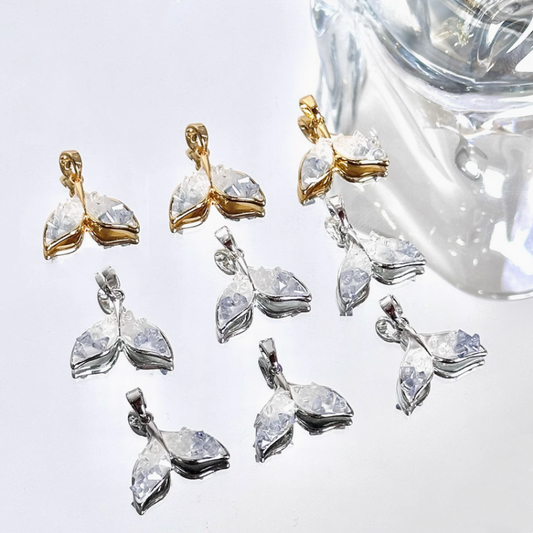 Brass Gilded Zircon Pendants Fairy Whale Mermaid Fish Tail