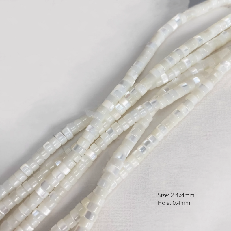 Nature Shell Made Column Round Beads