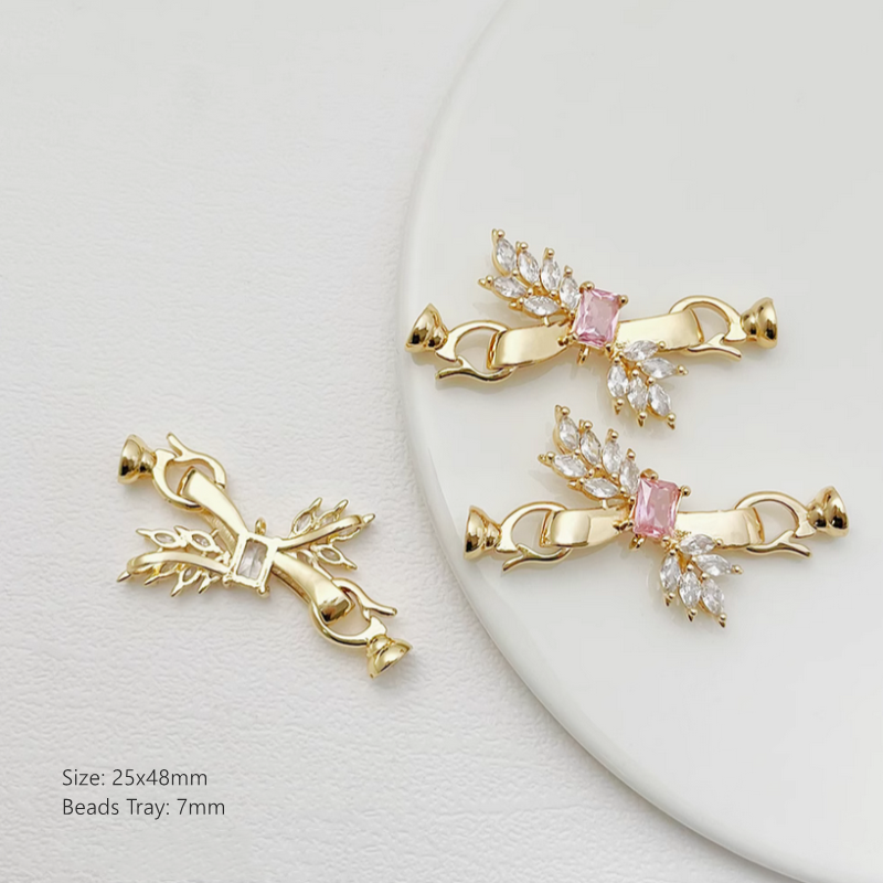 Brass Platinum Gold Plated Fold Over Clasps High Color Retention Jewelry Clasp