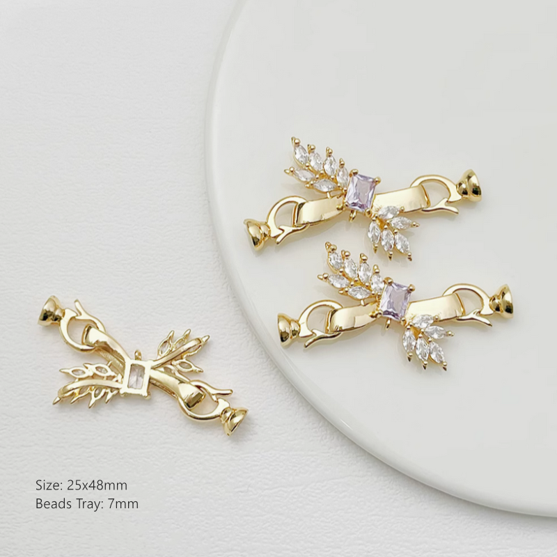 Brass Platinum Gold Plated Fold Over Clasps High Color Retention Jewelry Clasp