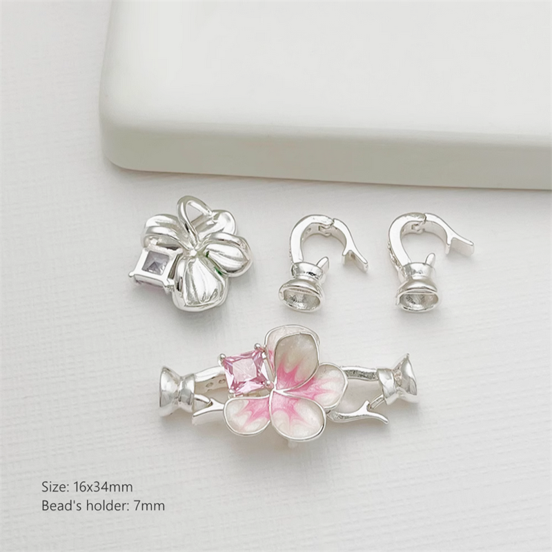 Brass Enamel Flower Snap Fastener Gold Silver Plated Fold Over Clasps