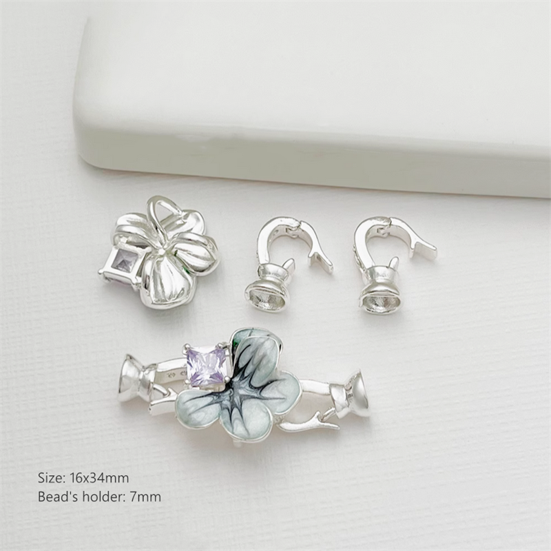 Brass Enamel Flower Snap Fastener Gold Silver Plated Fold Over Clasps
