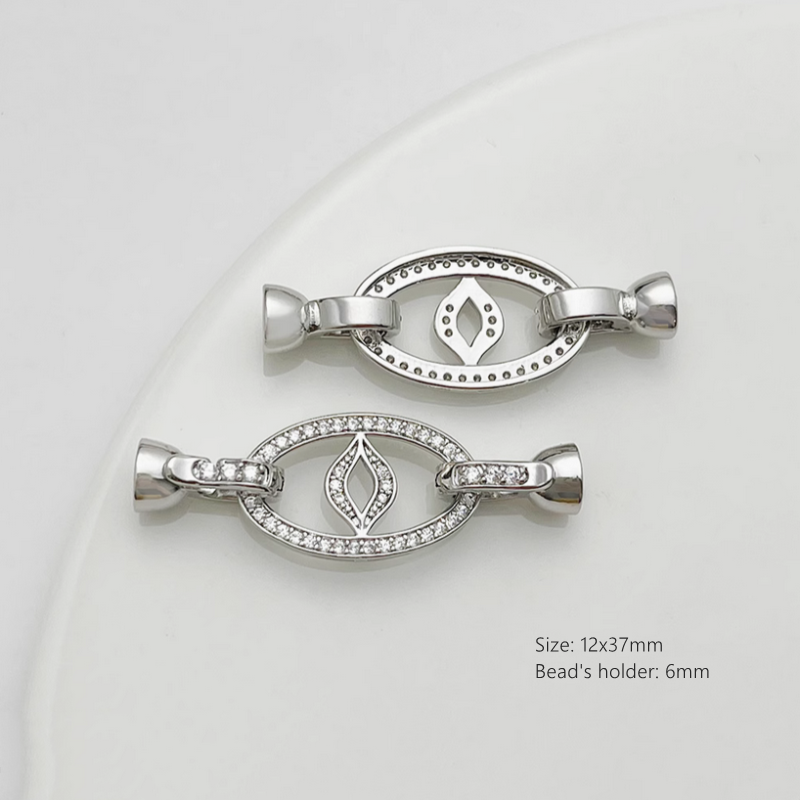 Brass Zircon Lucky Knot Double Connector Fold Over Clasp