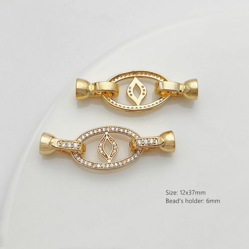 Brass Zircon Lucky Knot Double Connector Fold Over Clasp