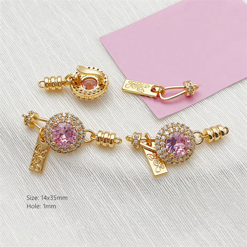Brass 14K Plated High Crystal Zircon Jewelry Connector Hook Clasps