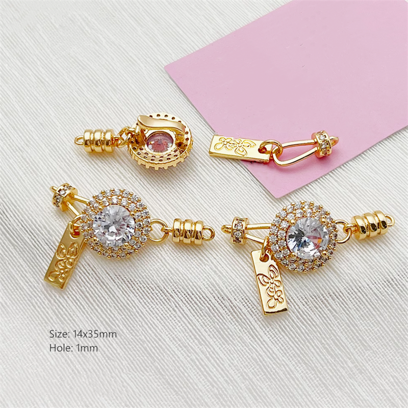 Brass 14K Plated High Crystal Zircon Jewelry Connector Hook Clasps