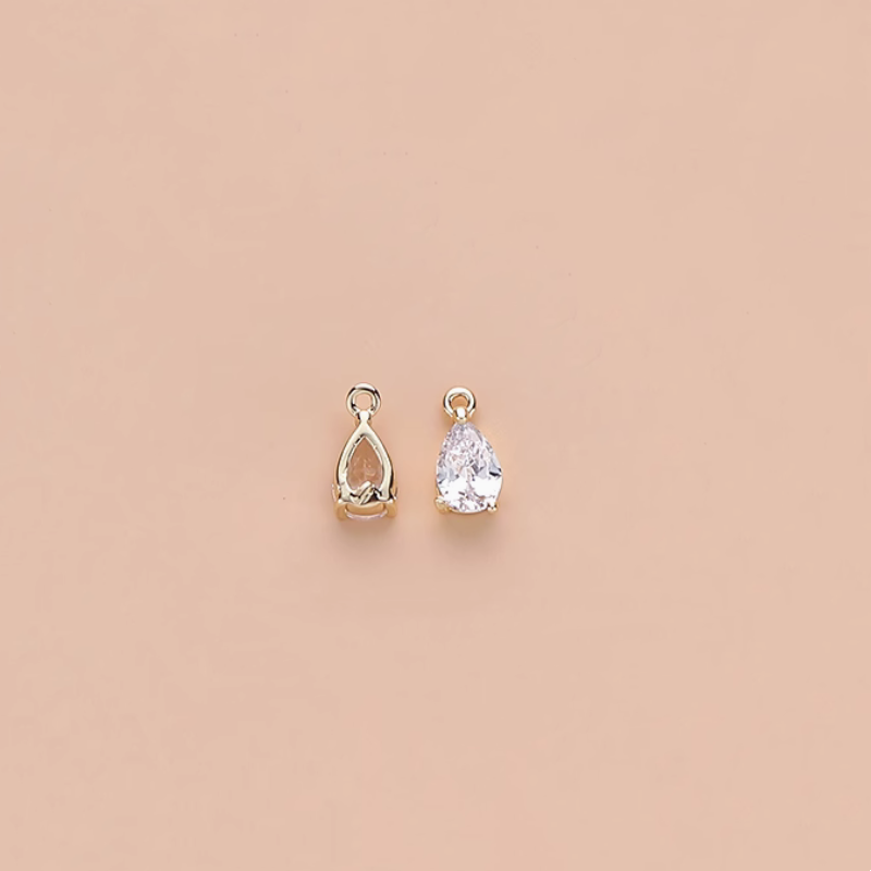 Brass 14K Gilded Zircon High Light Water Drop Pendants