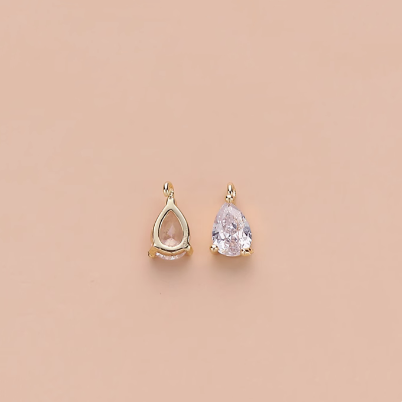 Brass 14K Gilded Zircon High Light Water Drop Pendants