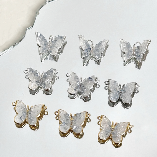 Brass Gilded Zircon Butterfly Pendants Necklace Bracelet Hanging Goods