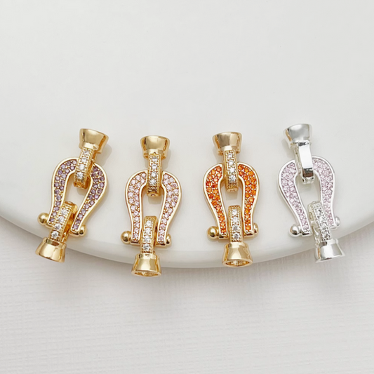 Brass Zircon Pearls Beads Jewelry Connector Fold Over Clasp