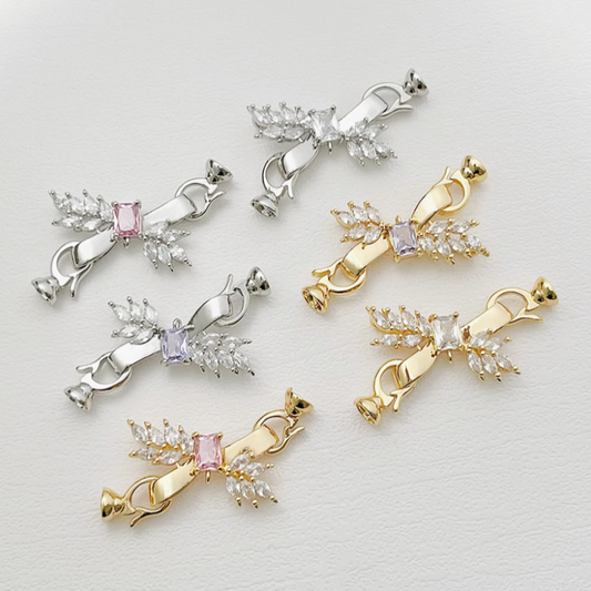 Brass Platinum Gold Plated Fold Over Clasps High Color Retention Jewelry Clasp