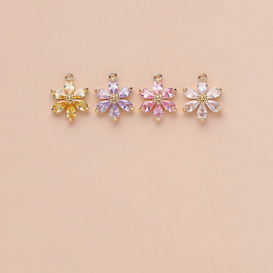 High Zircon Diamond Cute Exquisite Six Petal Flower Charms Pendants