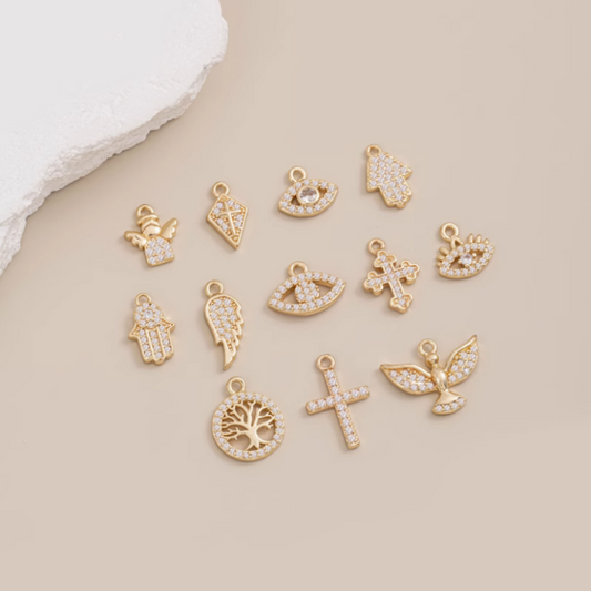 Brass 14K Gilded Zircon Necklace Bracelet Pendants Collection