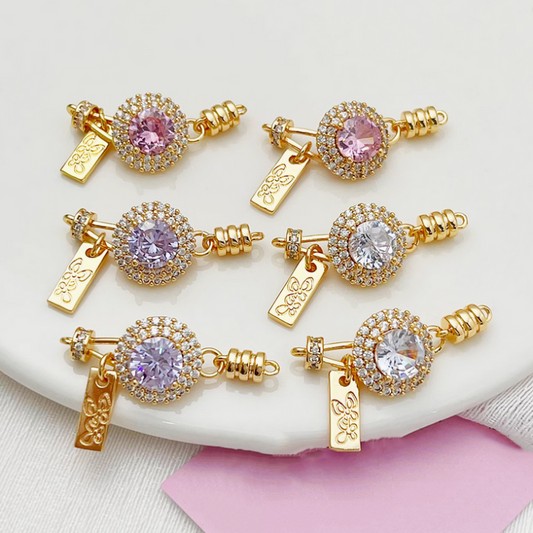 Brass 14K Plated High Crystal Zircon Jewelry Connector Hook Clasps