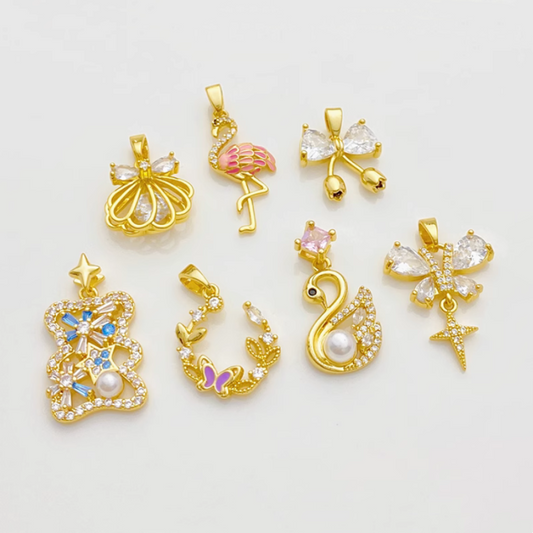 Brass Zircon Gilded Jewelry Charms Pendants