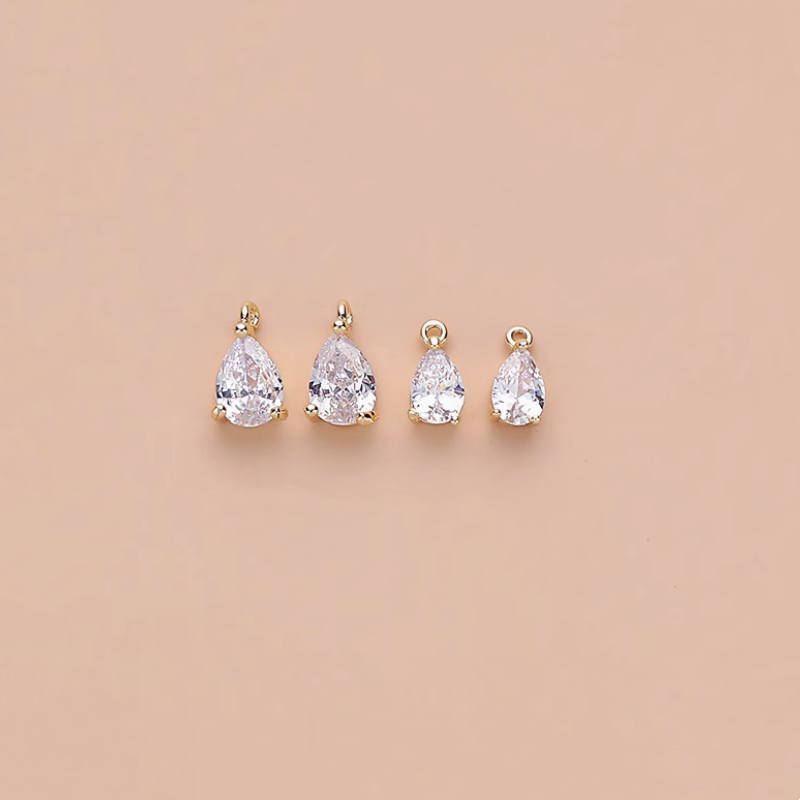 Brass 14K Gilded Zircon High Light Water Drop Pendants
