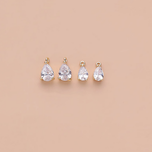 Brass 14K Gilded Zircon High Light Water Drop Pendants